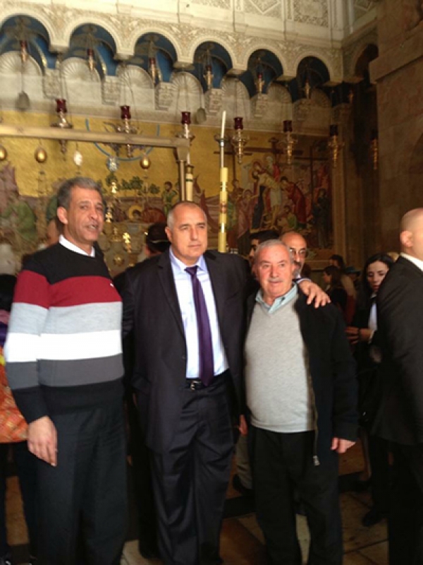 Mr. Waji Nuseibeh with the Bulgarian Prime Minister Boyko Borisov at the Church of the Holy Sepulchre-Jerusalem