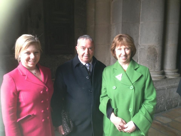 Mr. Wajeeh Nuseibeh with the President of Poland- Bronis?aw Komorowski and Catherine Ashton - Vice-President of the European Commission at the Church of the Holy Sepulcher in Jerusalem.. — with Wajeeh Nuseibeh